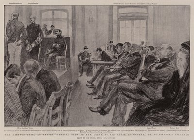 Le procès Dreyfus à Rennes, vue générale du tribunal à la fin du témoignage du général de Boisdeffre - Charles Paul Renouard